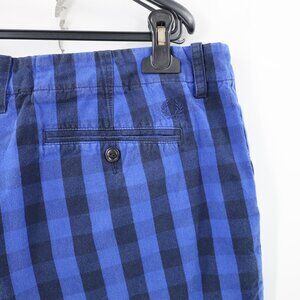 Fred Perry Shorts Men's 36 8.5" chino Flat Front Button Fly Plaid Cotton plaid